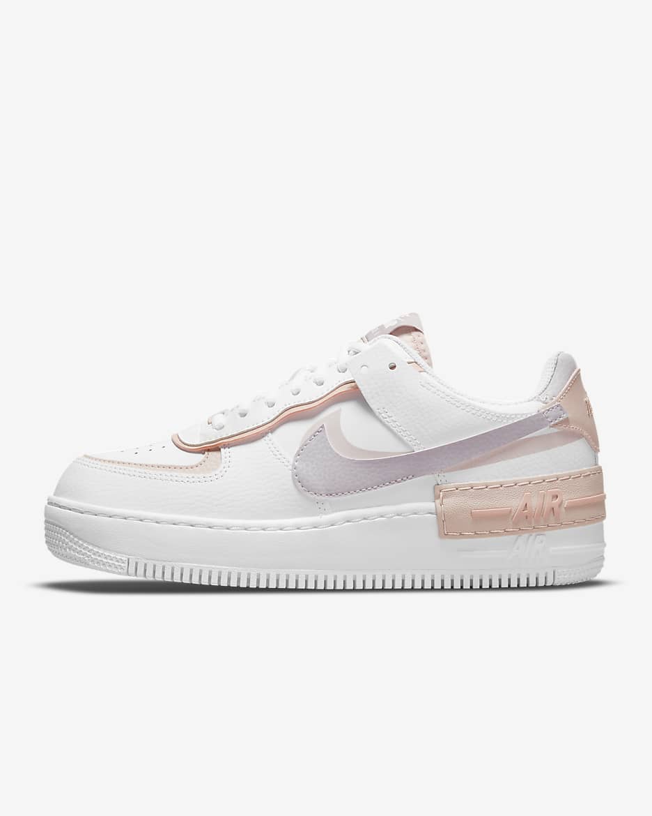 Nike Pink White Air Force 1 Shadow Sneakers